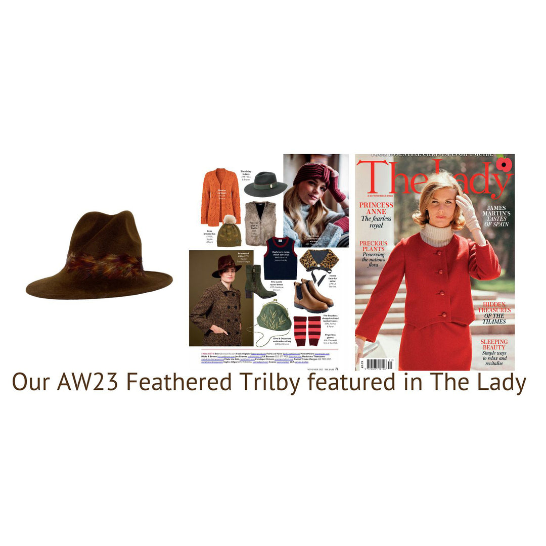 Our Brown Feathered Trilby featured in The Lady