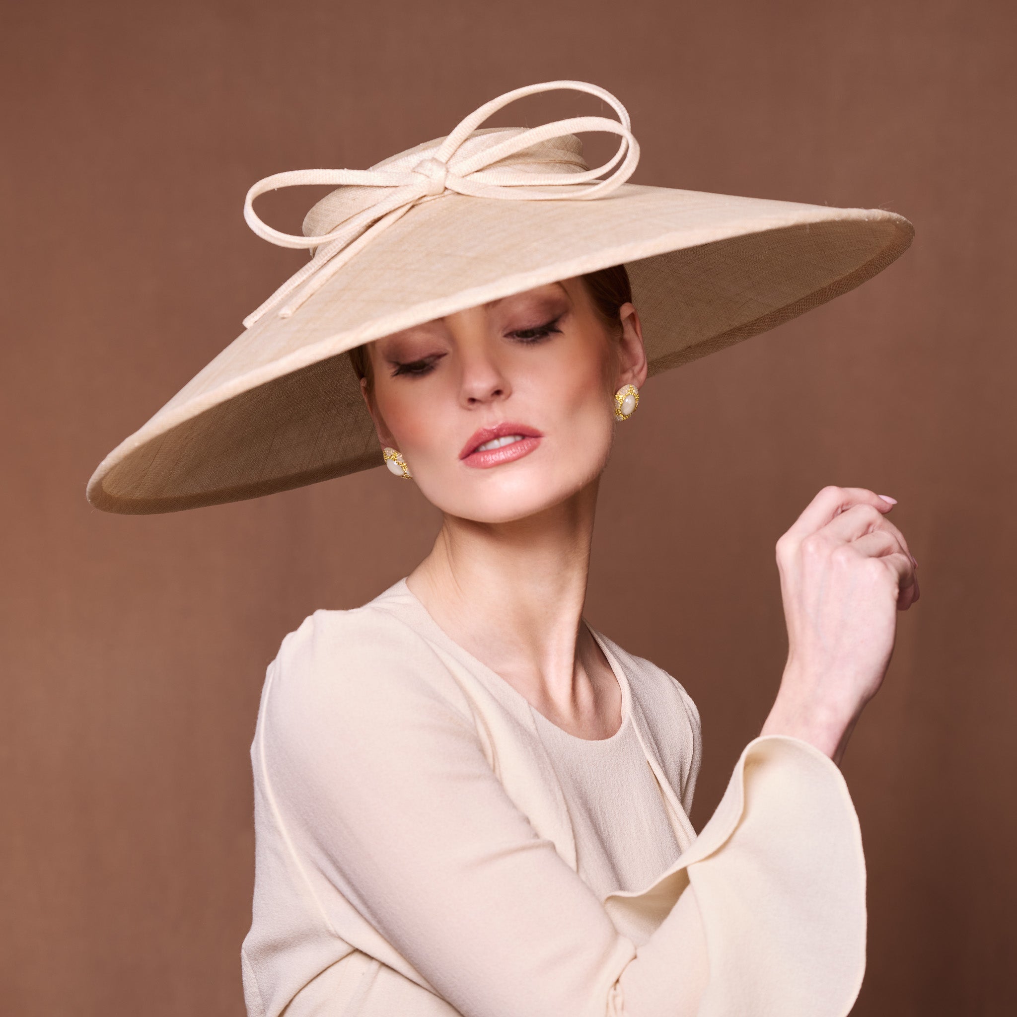 Meril Vingtage Straw Elegant Cream Women\'s Hat Gold Bow Vintage French Straw Hat, Wide Brim | A Bow Spectacular main image 4