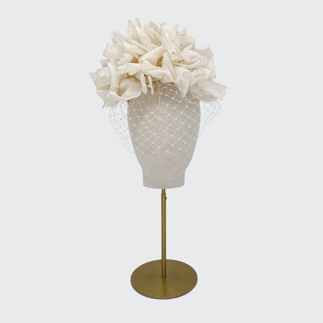 Silk flower crescent with veiling