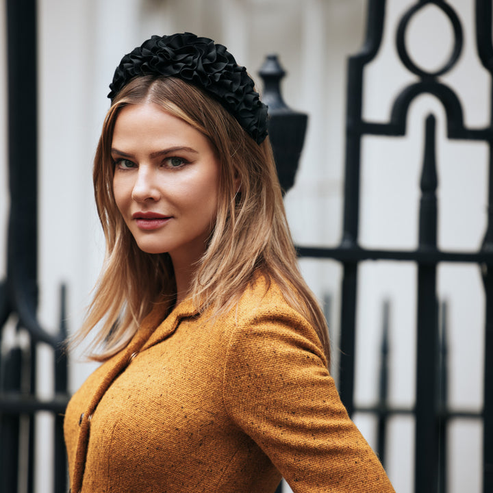 Ruched grosgrain ribbon headband