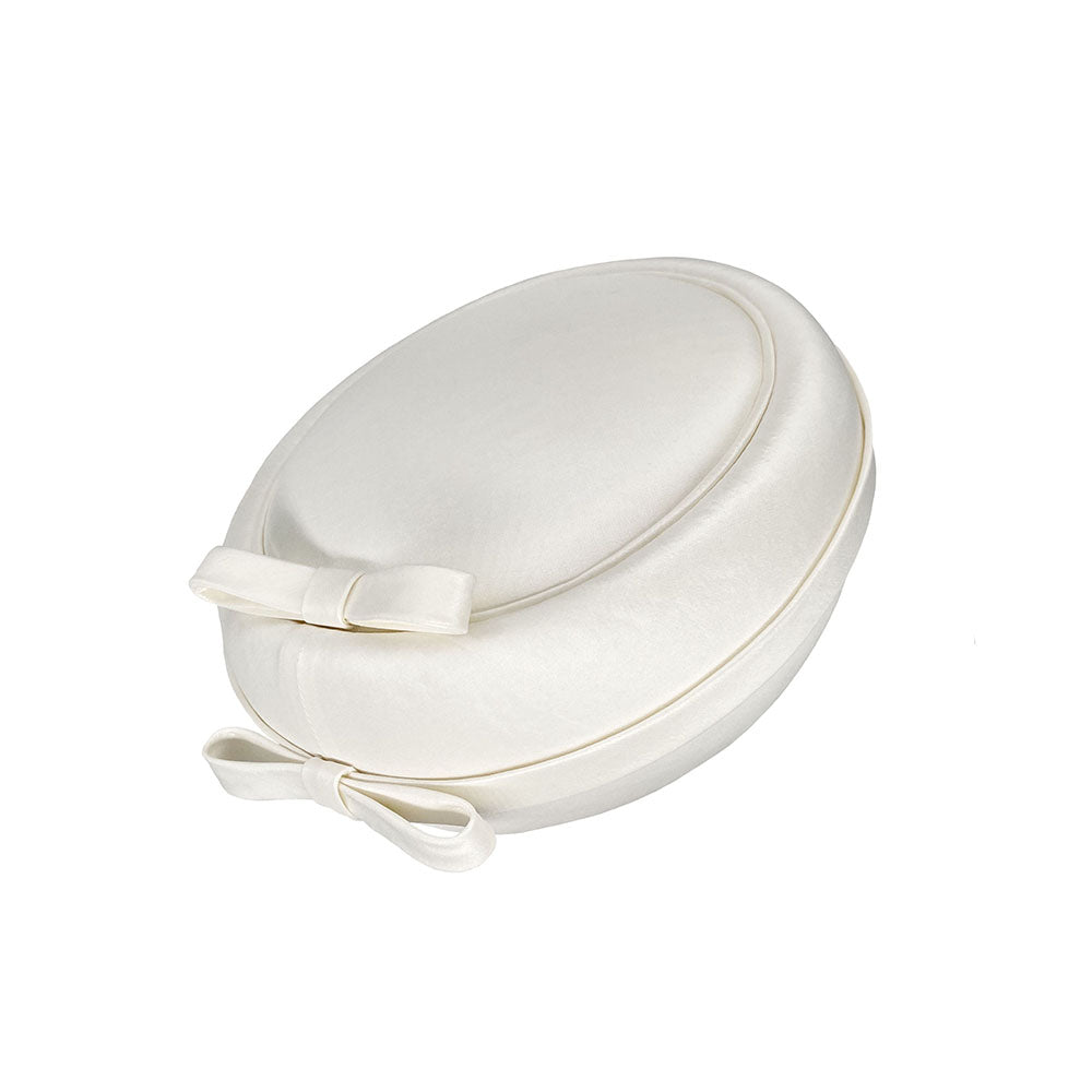 Ivory silk Jackie O pillbox with mini bows