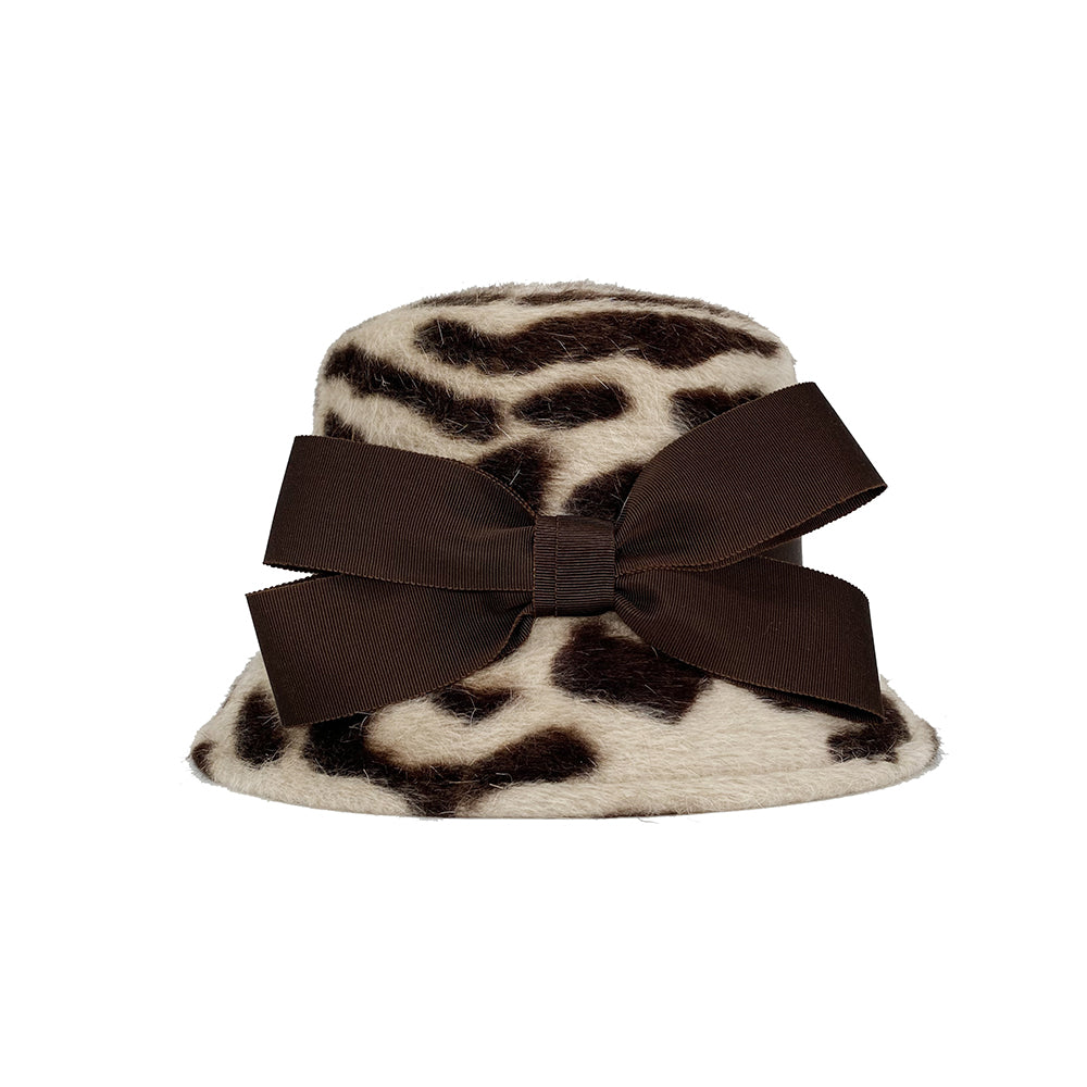 Animal print melusine bucket hat with bow