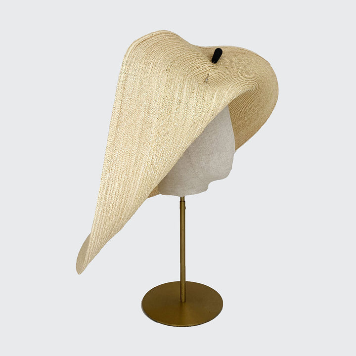 Extra large Italian straw hat with hat pin detail