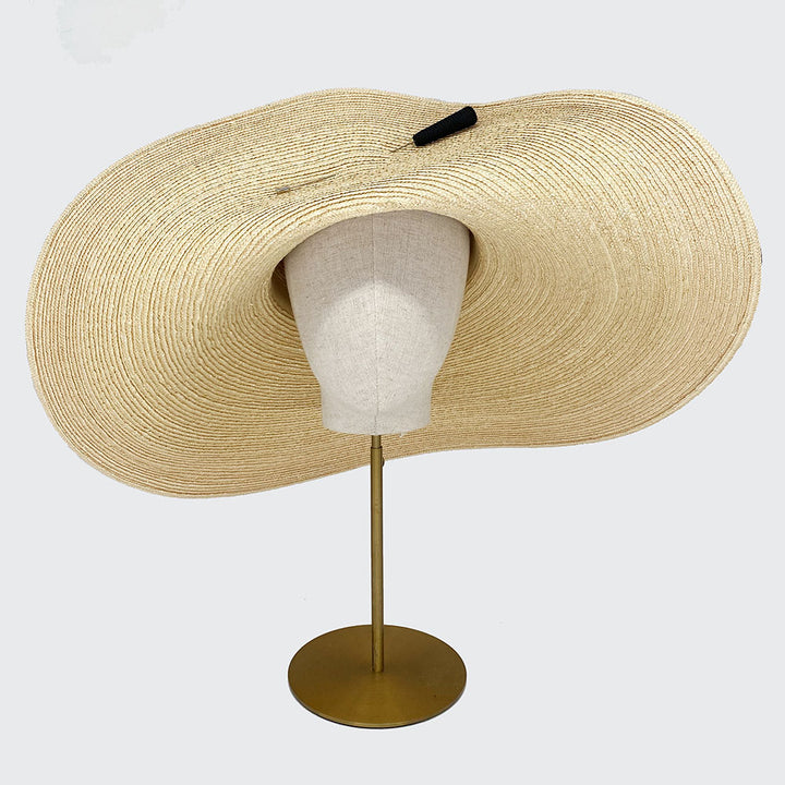 Extra large Italian straw hat with hat pin detail