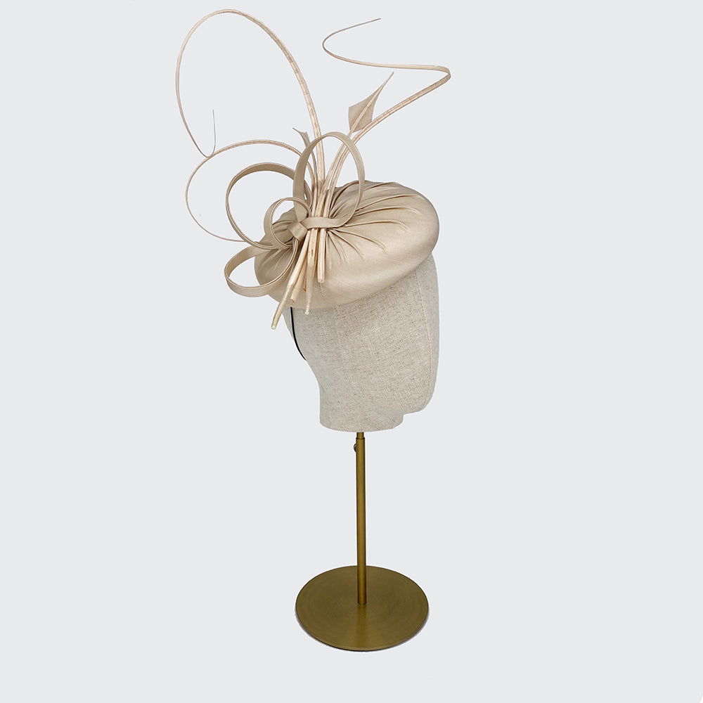 Silk pillbox with feathers and quills