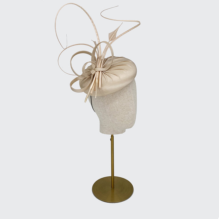 Silk pillbox with feathers and quills