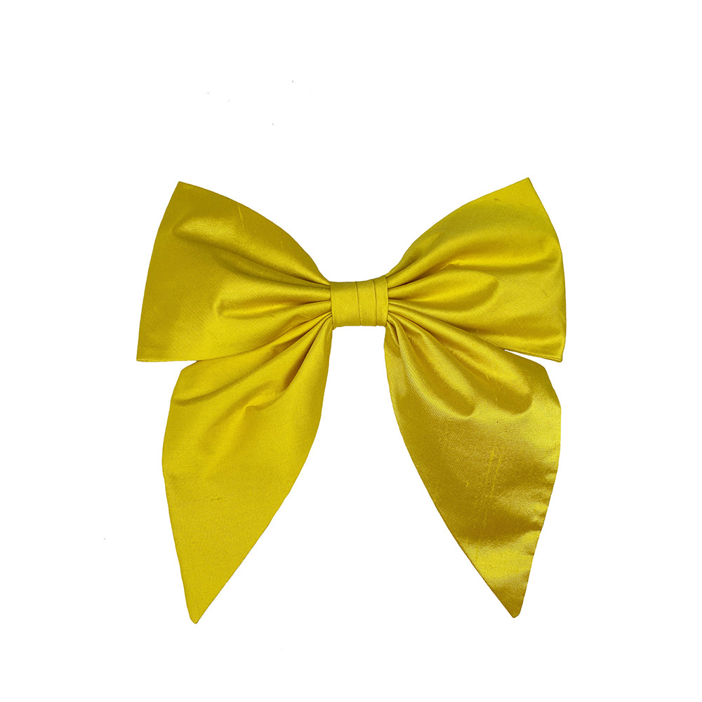 Yellow silk oversize bow hair clip
