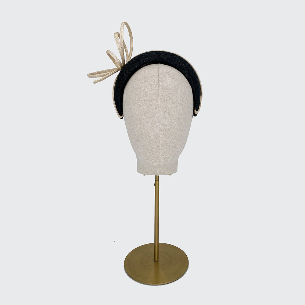 Wide headband with skinny looped twist