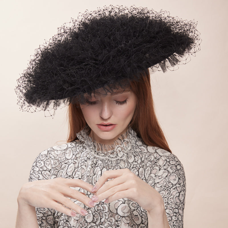 Black gathered veiling coolie