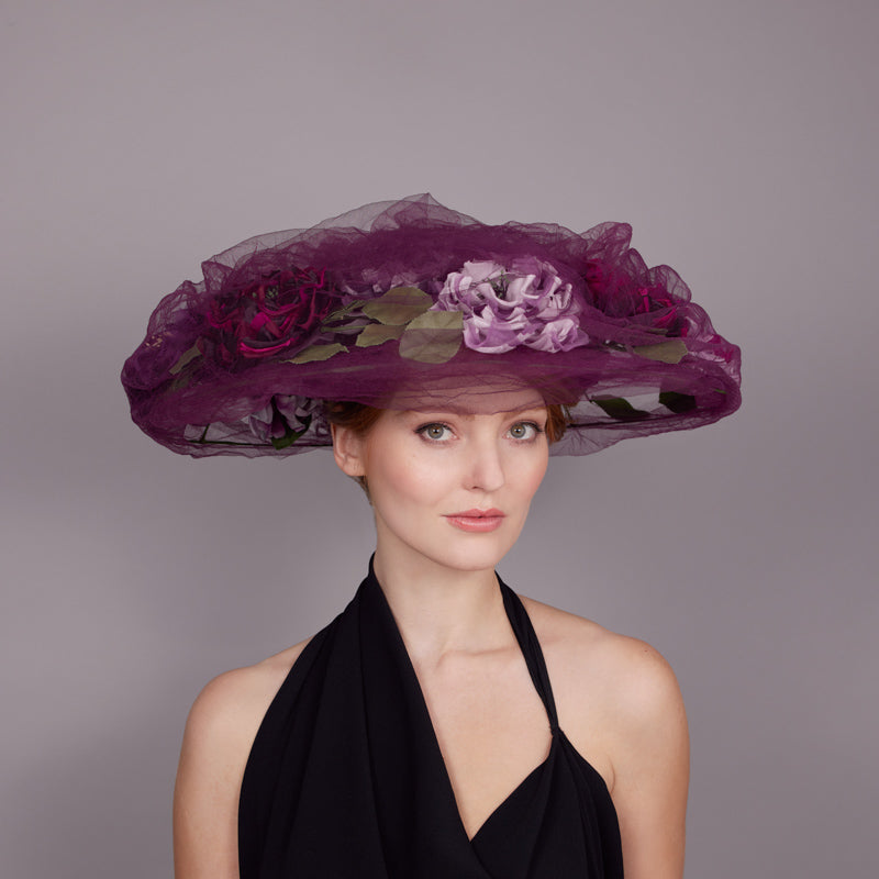 Purple tulle bell with roses