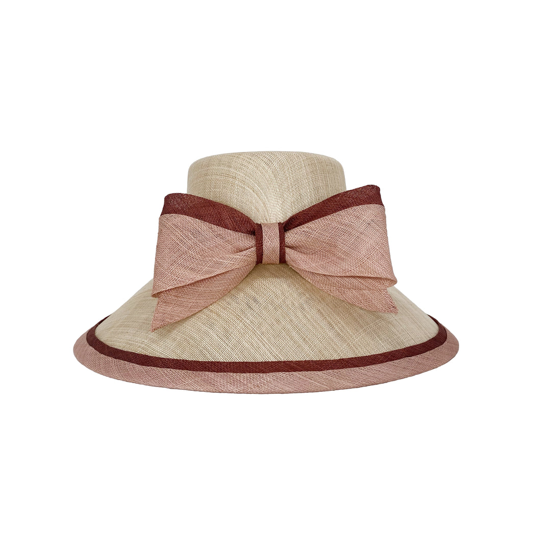 Natural tall crown hat with piped bow