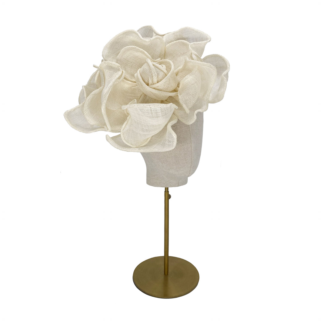 Rolled natural fine straw rose pillbox