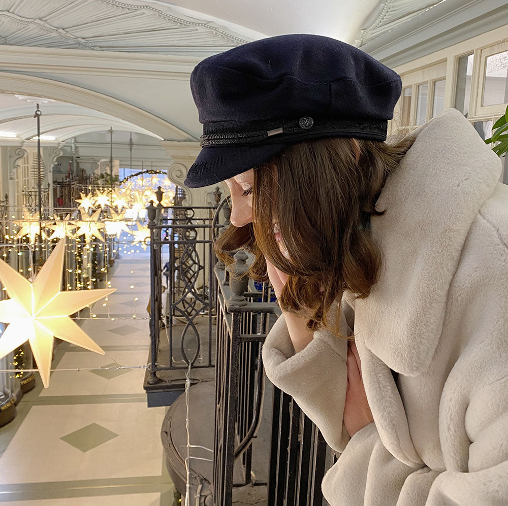 Navy Breton cap with braid detail