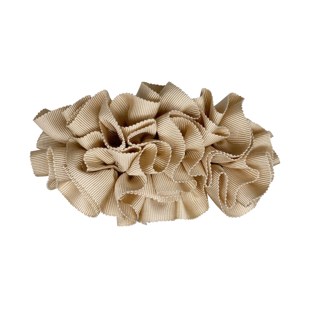 Cream ruched grosgrain hair clip