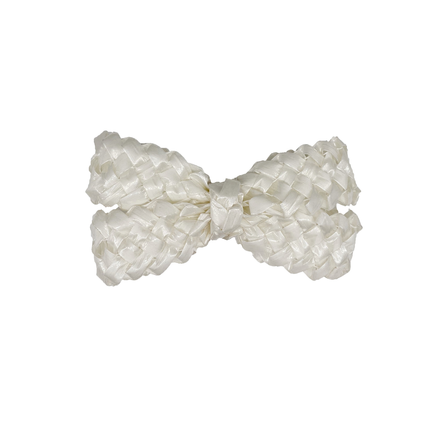 White patent straw bow hair clip