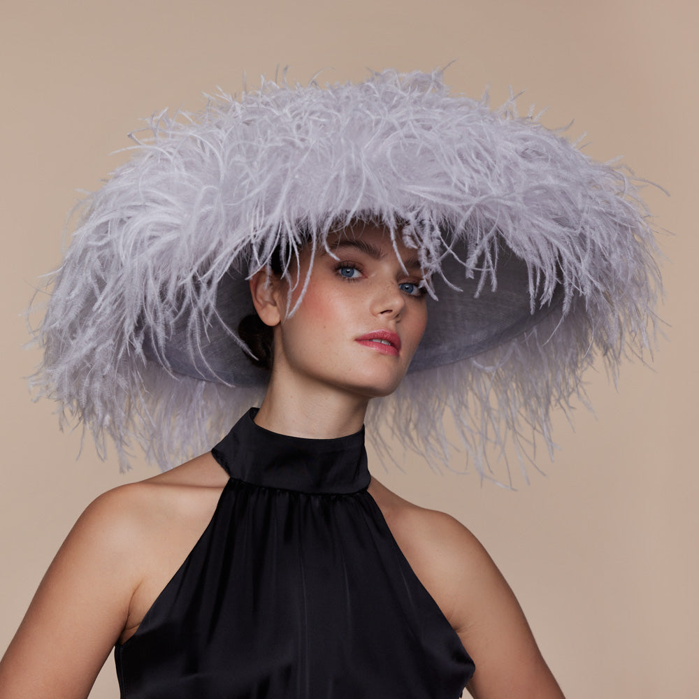 Silver grey ostrich feather bell