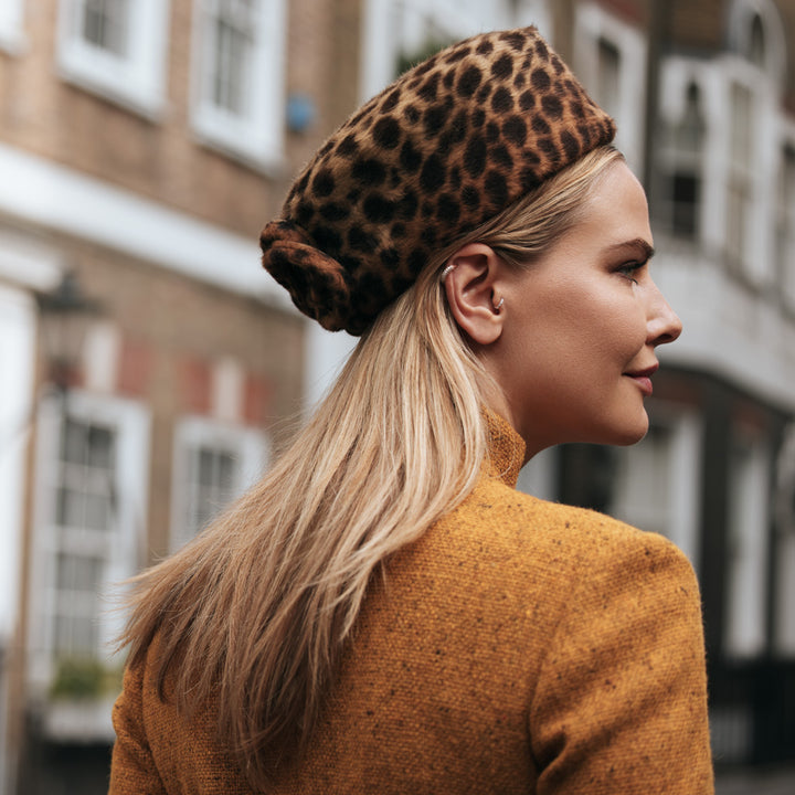 Leopard print Jackie O pillbox with looped bow