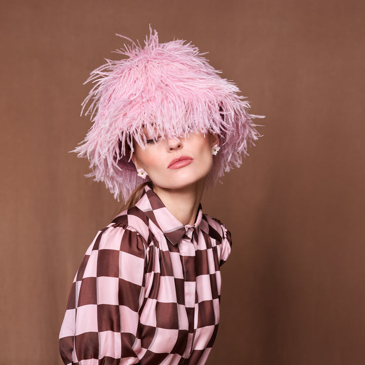 Fluffy ostrich feather hat