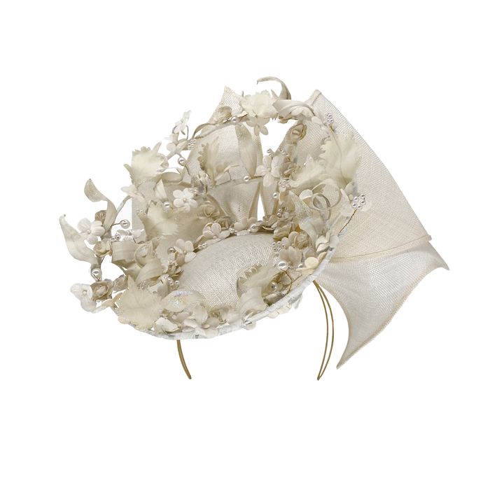 Ivory delicate flower cage disc with bow