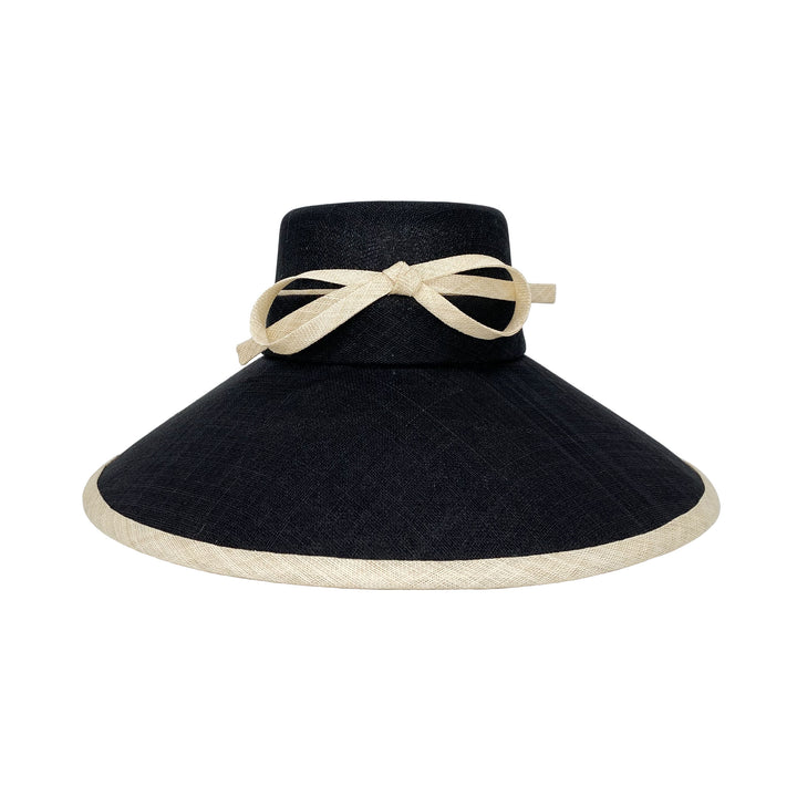 Tall crown downbrim with natural bow