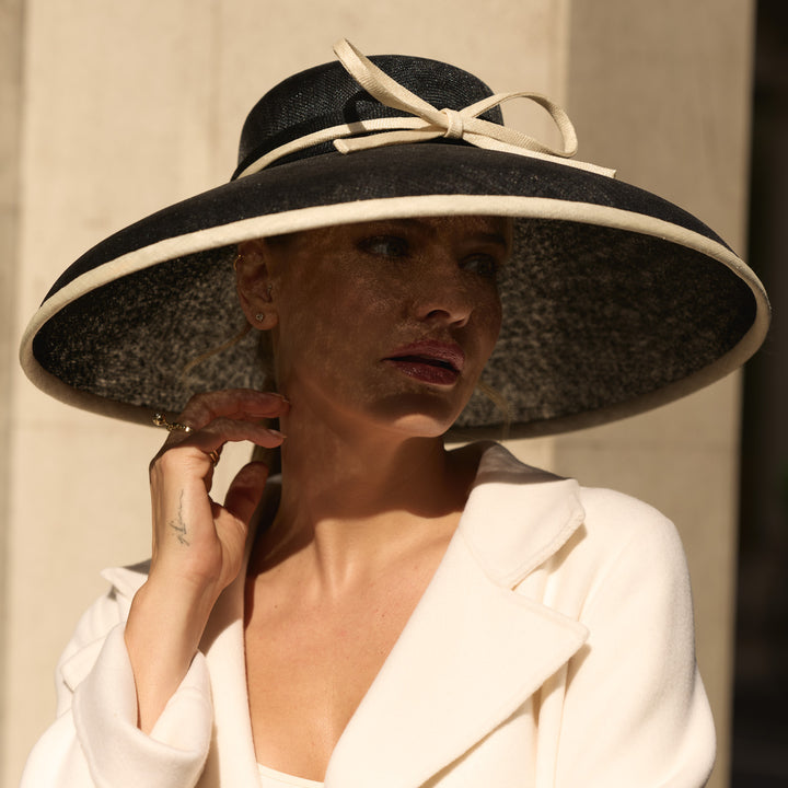 Black Tiffany bell with ivory edge and bow