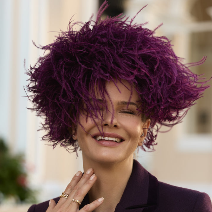 Deep magenta ostrich feather Jackie O