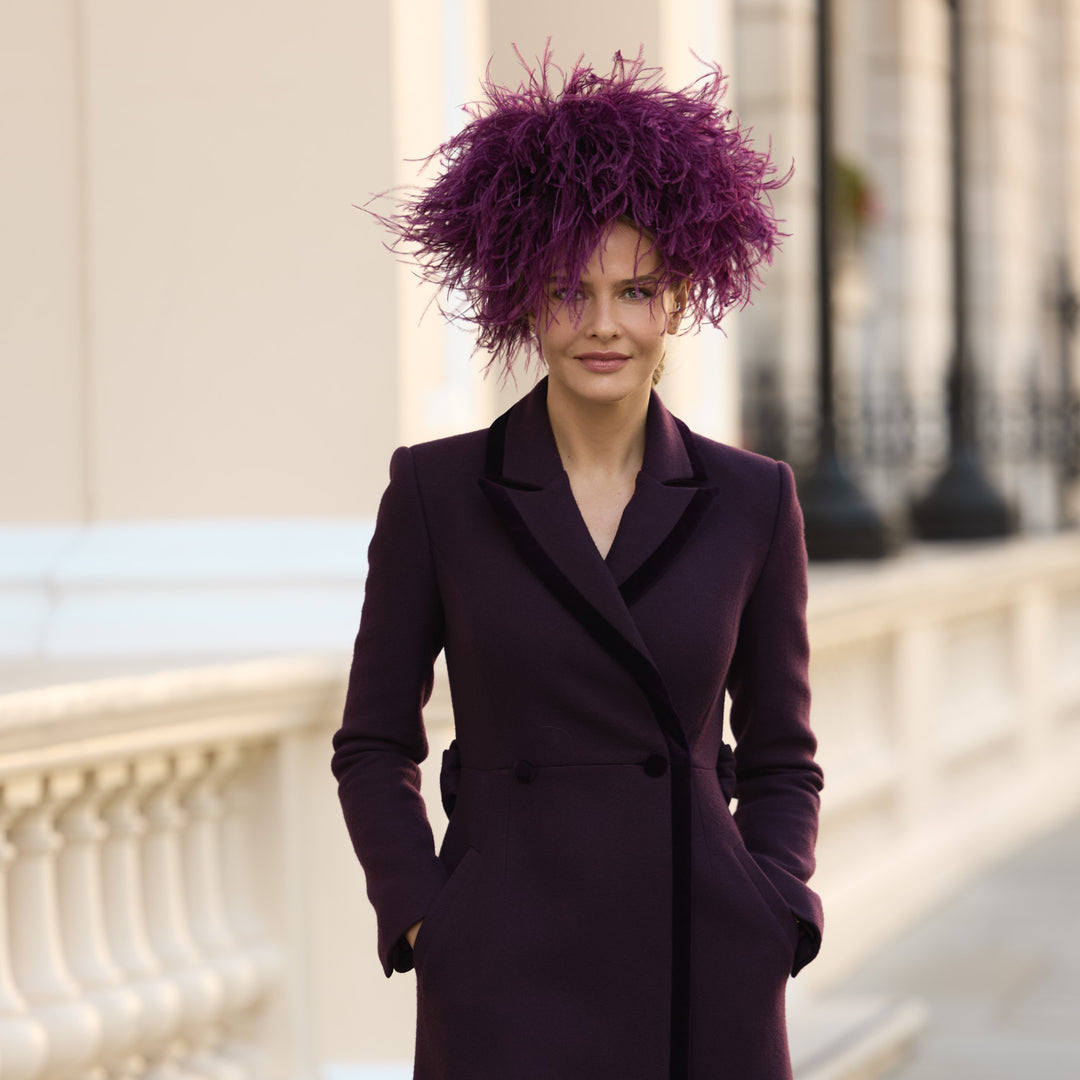 Deep magenta ostrich feather Jackie O