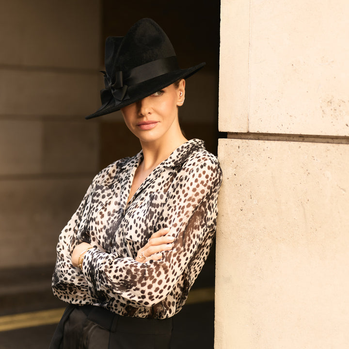 Billie trilby with grosgrain bows