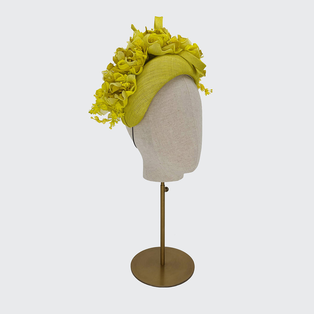 Chartreuse Serena crescent with silk flowers and bow