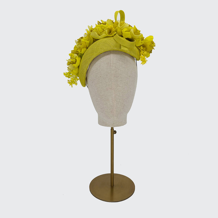 Chartreuse Serena crescent with silk flowers and bow