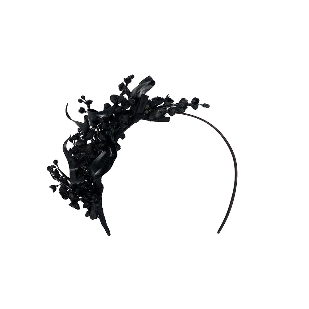 Black Lily of the Valley side headband