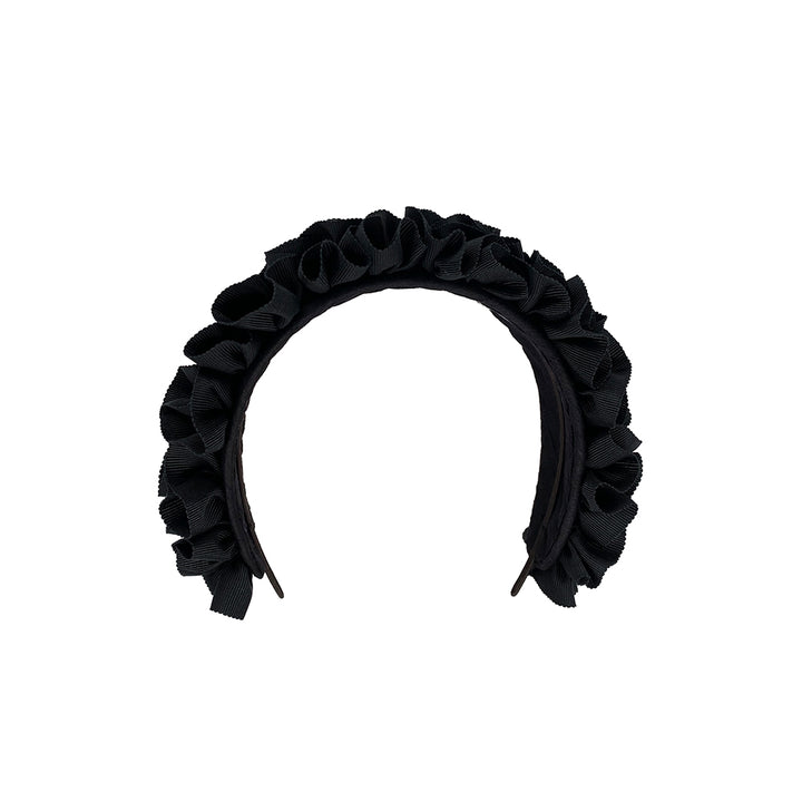 Black ruched grosgrain ribbon headband