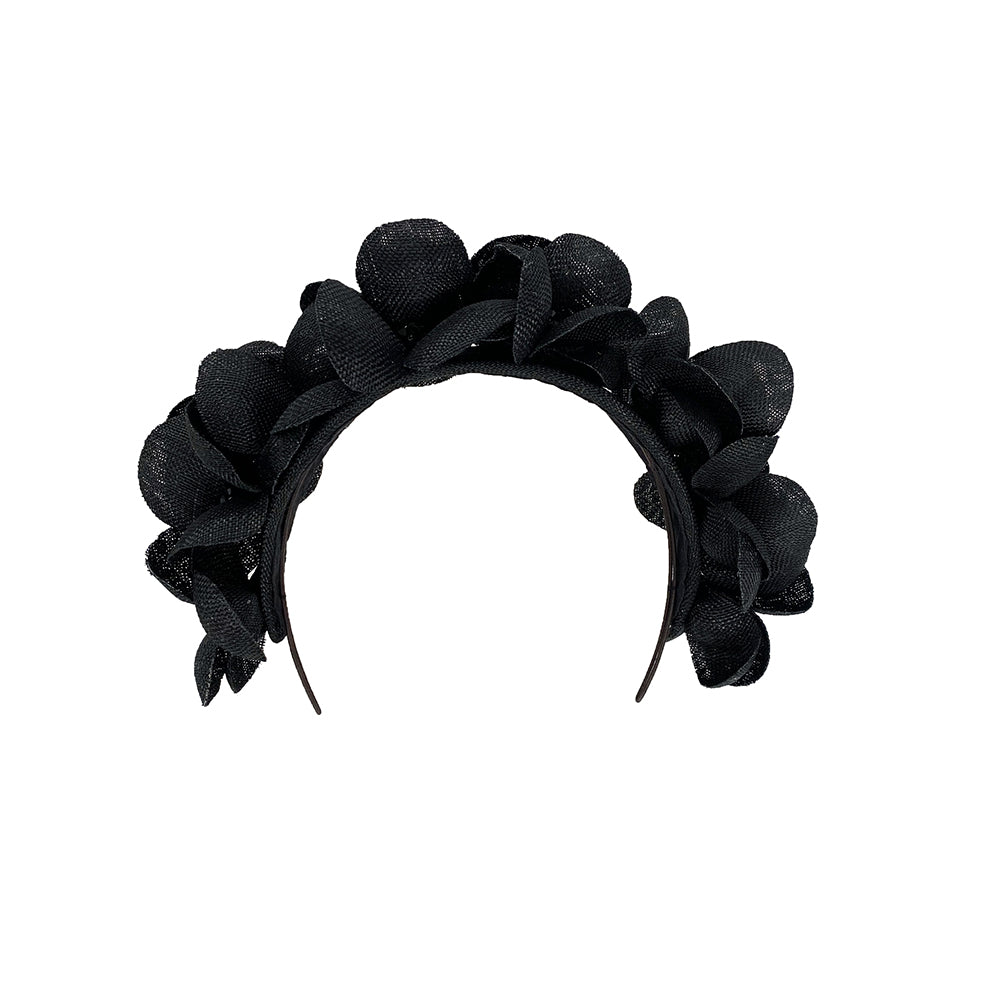 Black grazia petal headband with crystals