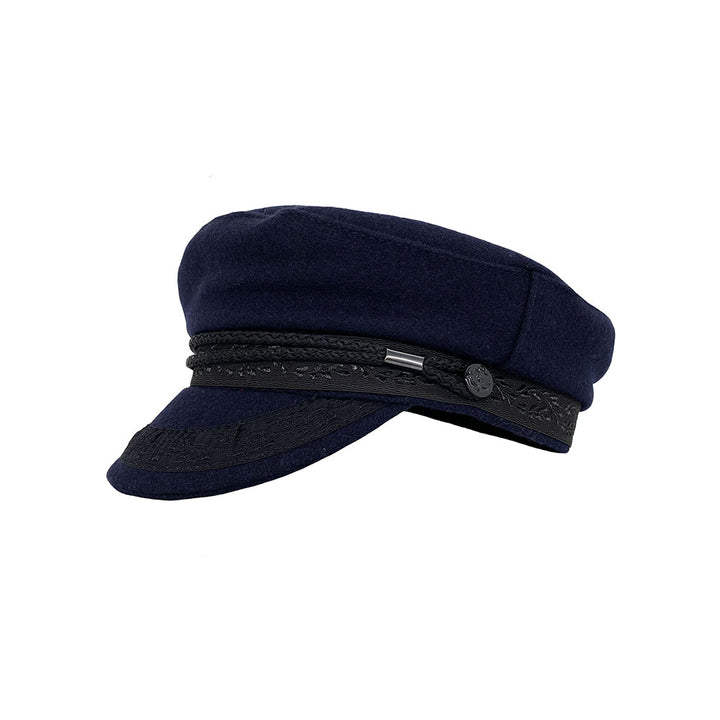 Navy Breton cap with braid detail