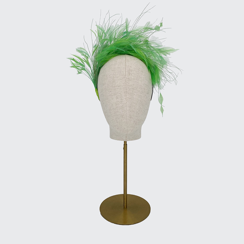 Green feather spray headdress