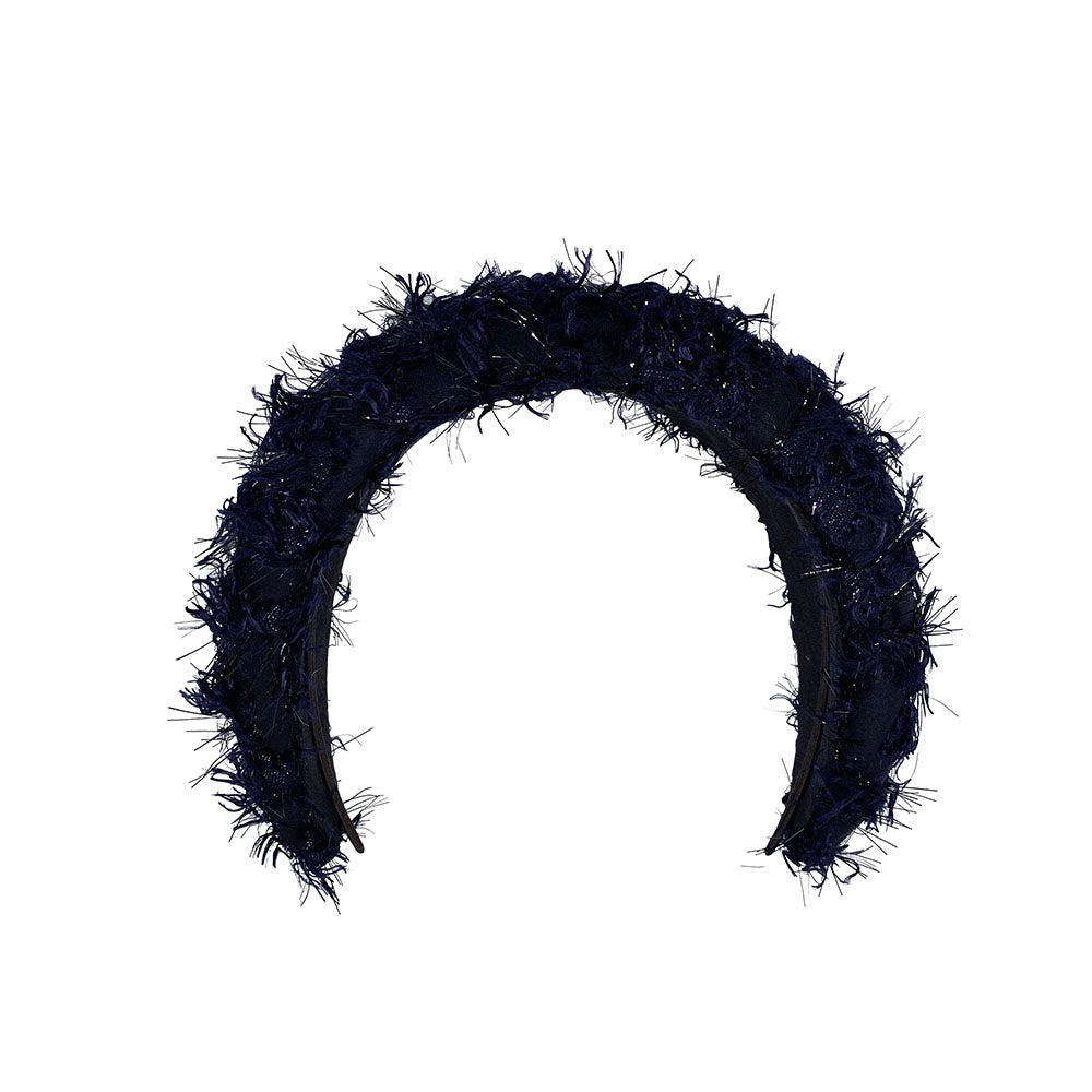 Navy silk lurex headband