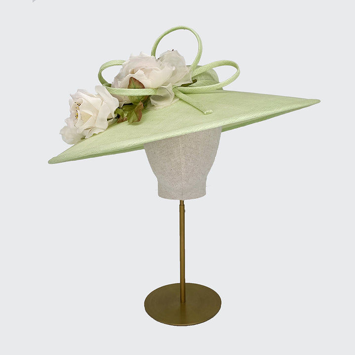Pale green downbrim with ivory flowers