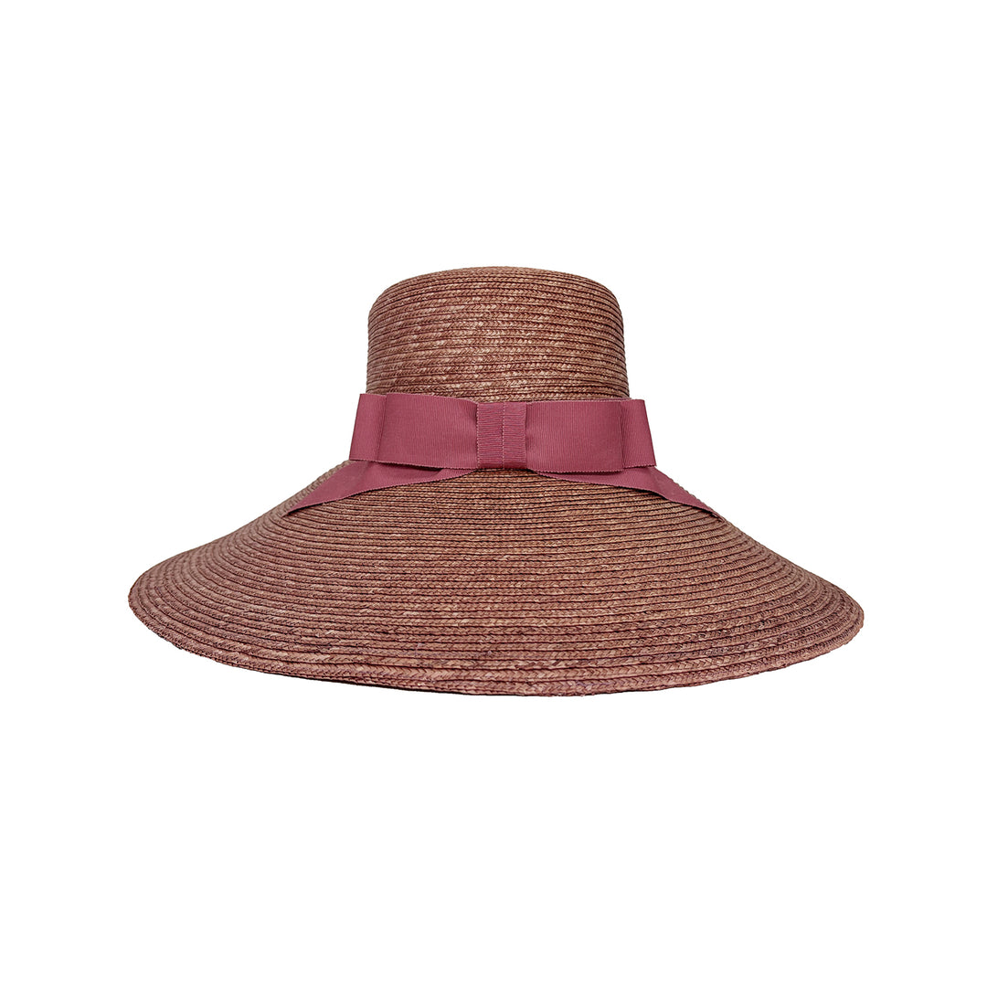 Antique Rose Italian straw downbrim with bow