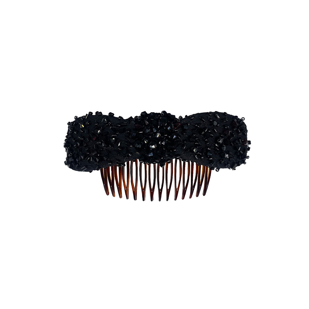 Black Swarovski crystal encrusted bow comb