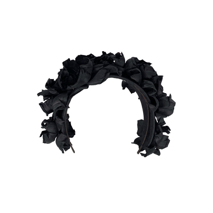 Black silk flower headband