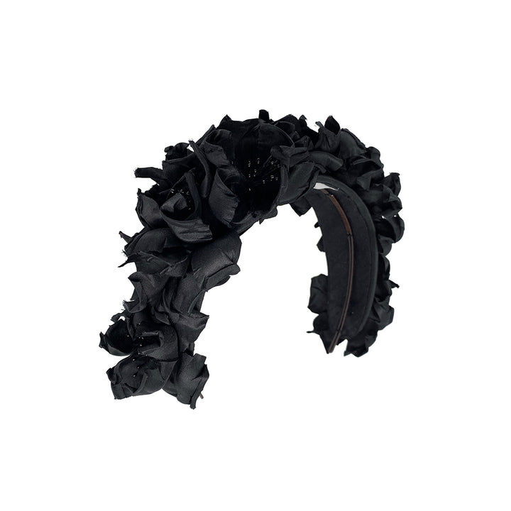 Black silk flower headband