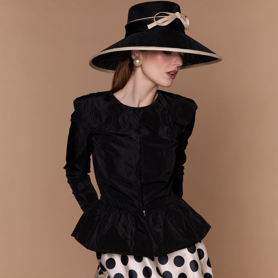 Tall crown downbrim with natural bow