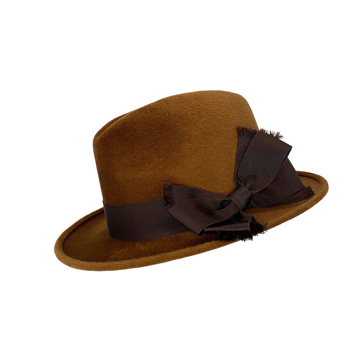 Velour felt Homburg with grosgrain bow