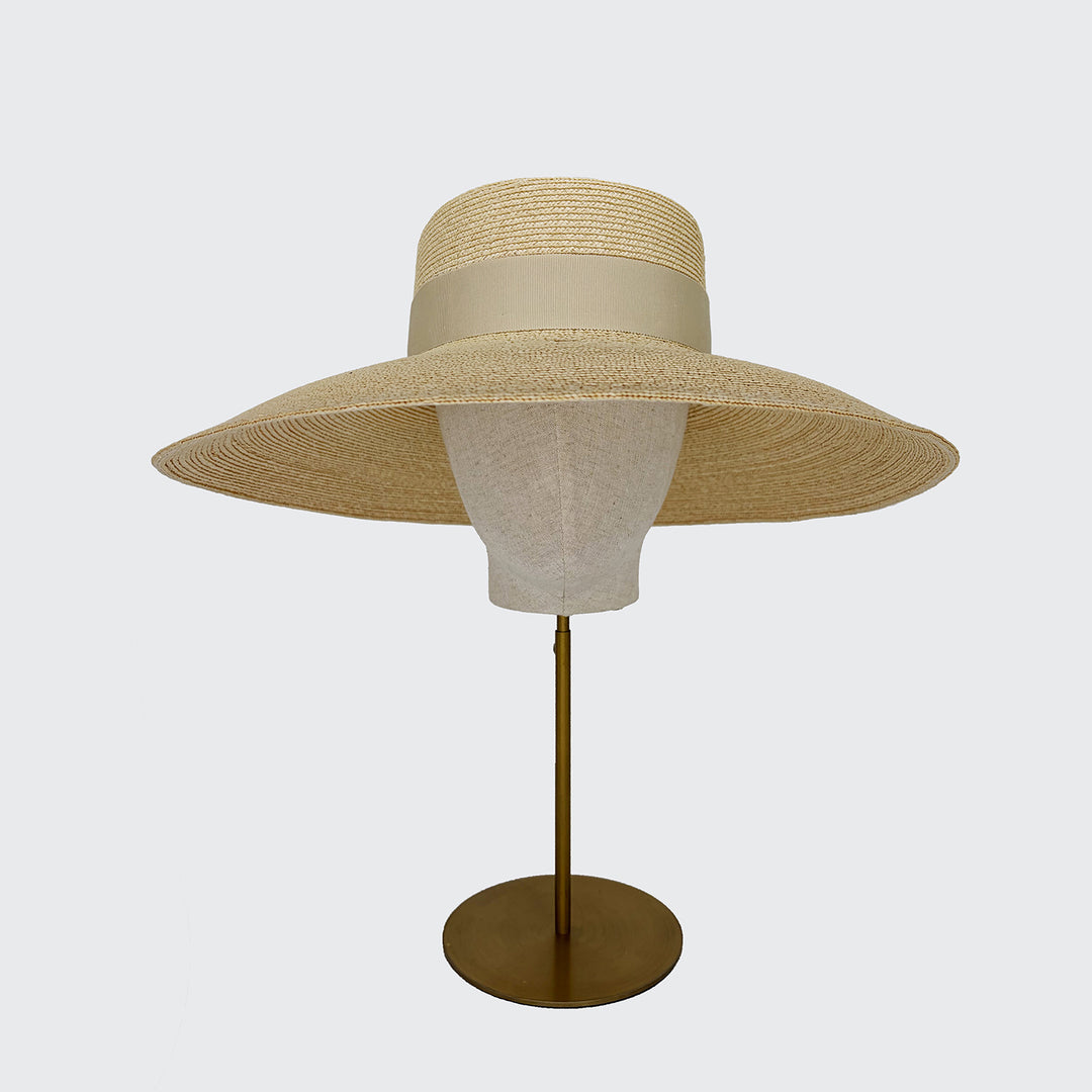 Ivory fine Italian straw downbrim with bow