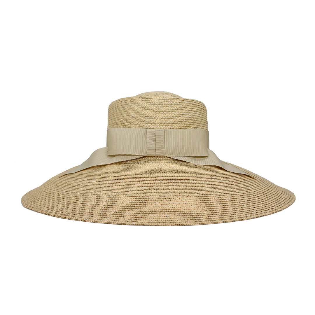 Ivory fine Italian straw downbrim with bow