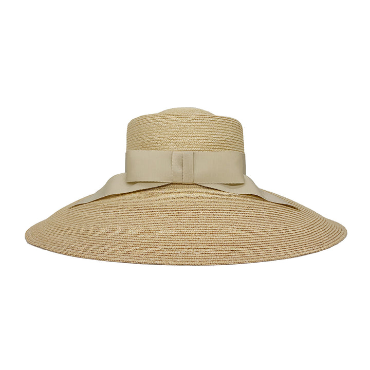 Ivory fine Italian straw downbrim with bow