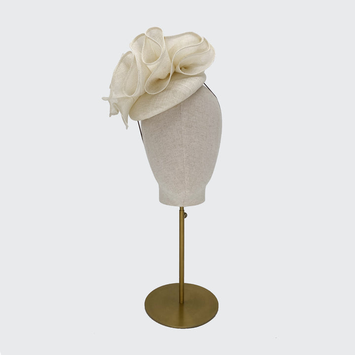 Fine straw ruffle pillbox