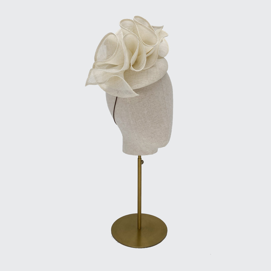 Fine straw ruffle pillbox