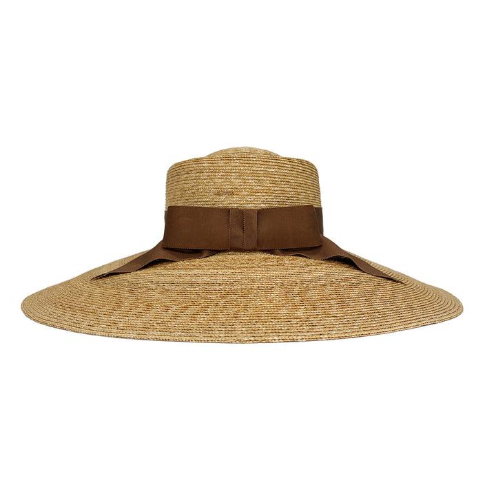 Natural fine Italian straw downbrim with bow