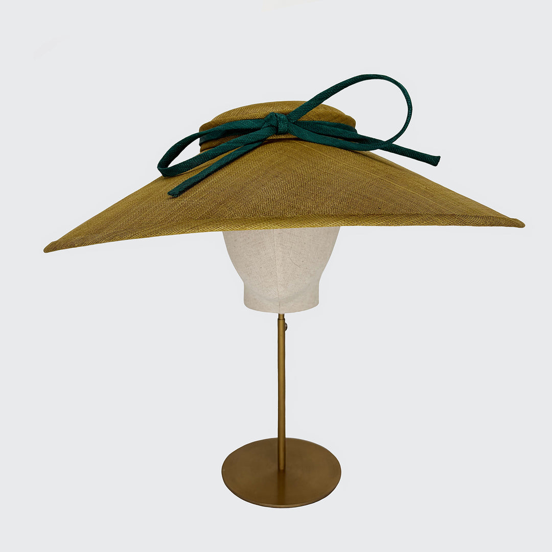 Bronze and green shallow crown downbrim with skinny bow